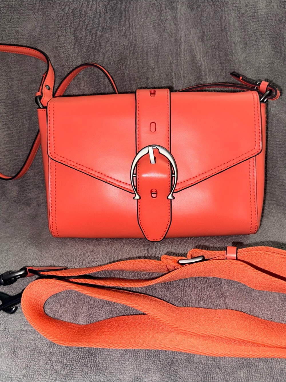 Leather Crossbody Bag in Coral Red. AUTHENTIC GUARANTEED